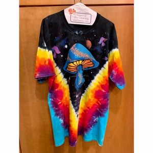 Vintage Liquid Blue Mushroom Tye Dye T-shirt